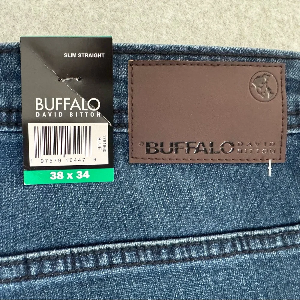 Buffalo David Bitton Jeans Mens 38 x 34 Blue Jackson Fit Slim Straight Blue New - Picture 9 of 16